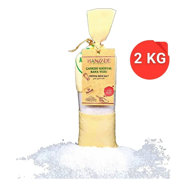 Hanzade Bitkisel 84 Mineralli Çankırı Kristal Tane Kaya Tuzu Bez Torba 2 Kg - Görsel 2