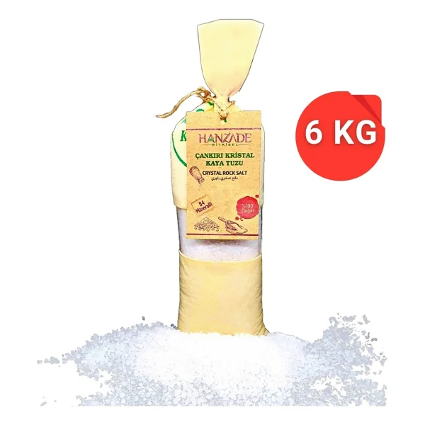 Hanzade Bitkisel 84 Mineralli Çankırı Kristal Tane Kaya Tuzu Bez Torba 6 Kg - Görsel 2