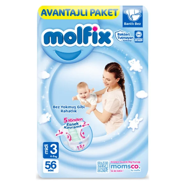 Molfix 3 Numara Midi 56'lı Bebek Bezi - Görsel 2