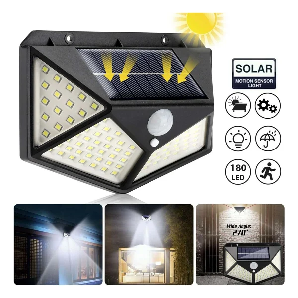 Silver Toss Güneş Enerjili Solar Aydınlatma Lambası Sensörlü 180LED ST-8010A - Beyaz - Görsel 2