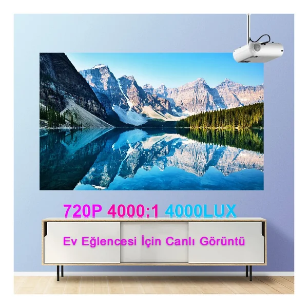 TriLine P62 4000 Lümen HD Taşınabilir Mini LED Projeksiyon Cihazı - Görsel 3