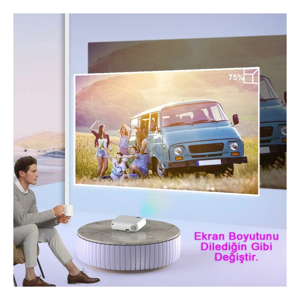 TriLine P62 4000 Lümen HD Taşınabilir Mini LED Projeksiyon Cihazı - Görsel 5