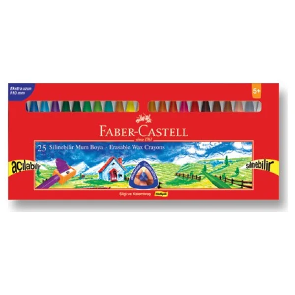Faber-Castell 25'li Silinebilir Wax Crayon Mum Boya - Görsel 7