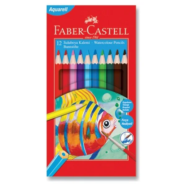 Faber-Castell Aquarell Karton Kutu 12'li Sulu Boya Kalemi - Görsel 4