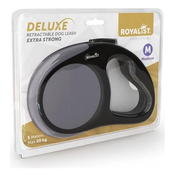 Royalist Deluxe Extra Strong Medium (M) 5 m Otomatik Köpek Gezdirme Tasması - Gri - Görsel 3