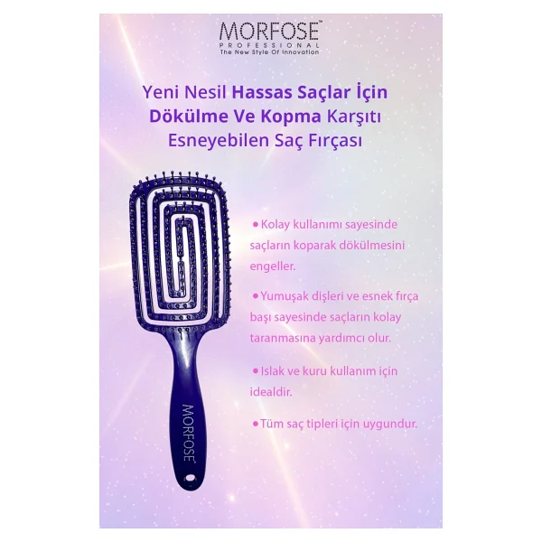 morfose Yeni Nesil Hassas Saçlar Için Kopma Karşıtı Esneyebilen NormalOval Saç Fırçaları - 9 - Görsel 2