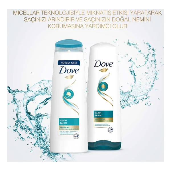 Dove Micellar Narin Bakım Hassas İnce Telli Saçlar için 400 ml Şampuan - Görsel 6