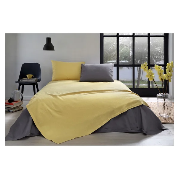 Özdilek Colormix Çift Kişilik Pike Takımı Hardal-Antrasit - Görsel 2