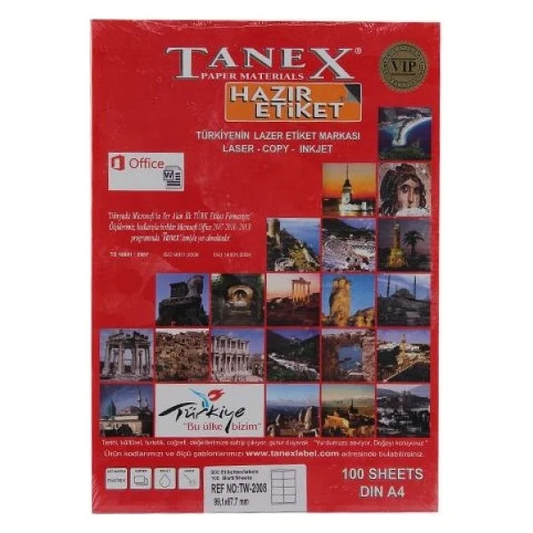 Tanex TW-2008 99.1x67.7 mm A4 Lazer Etiket - Görsel 3