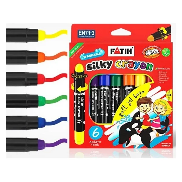 Fatih Silky Crayon Çevirmeli 6 Renk Jel Mum Boya - Görsel 3