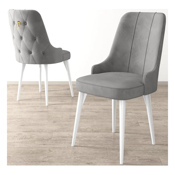 Canisa Concept Noa Serisi, 80x132 Açılabilir Mdf Masa, Beyaz Mutfak Masa Takımı, 4 Gri Sandalye - Görsel 4