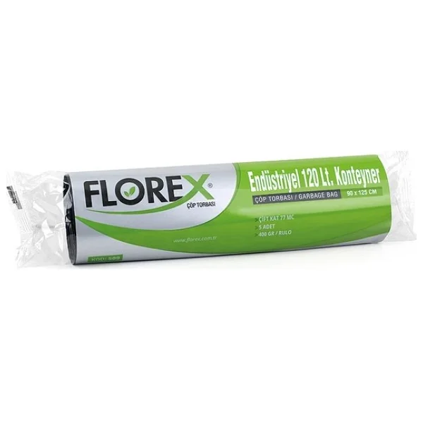Florex 120 Lt Endüstriyel Konteyner Çöp Torbası Çöp Poşeti 90X125 cm 1 Koli 20 Rulo 100 Adet - 90 x 125 cm - Görsel 2