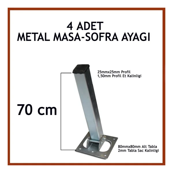 4lü Katlanır Metal Yer Sofrası Ayağı Yer Masası Ayağı 70 cm - Görsel 6
