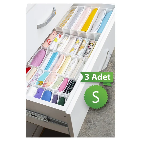 Meleni Home Çok Amaçlı 11 Bölmeli Akordiyon Çekmece ve Dolap Içi Düzenleyici 11 x 41 x 12 cm S 3 Adet - Görsel 3
