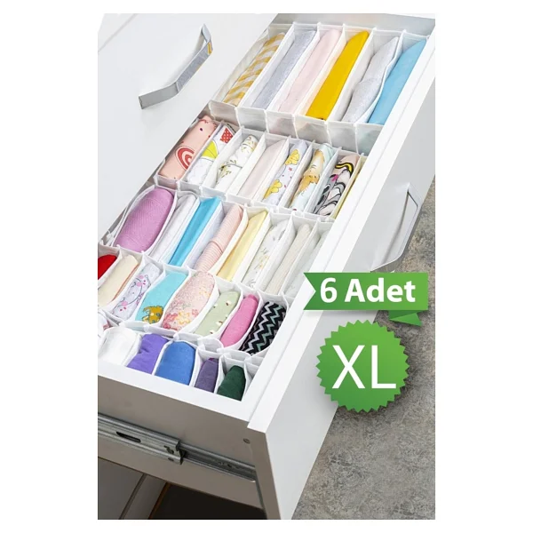 Meleni Home Çok Amaçlı 8 Bölmeli Akordiyon Çekmece ve Dolap Içi Düzenleyici 30 x 39 x 14 cm Xl 6 Adet - Görsel 3