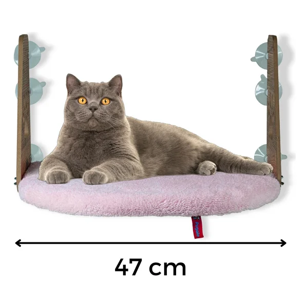 Pugalo Vantuzlu Kedi Cam Yatağı - Pembe - Görsel 4