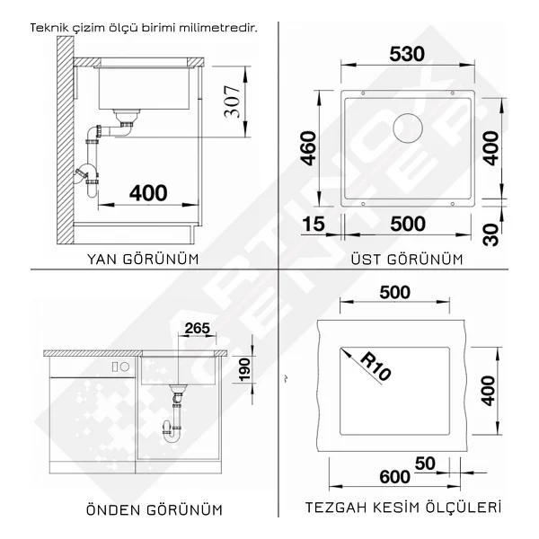 Blanco Subline 500-U Beyaz Silgranit Eviye - Görsel 3