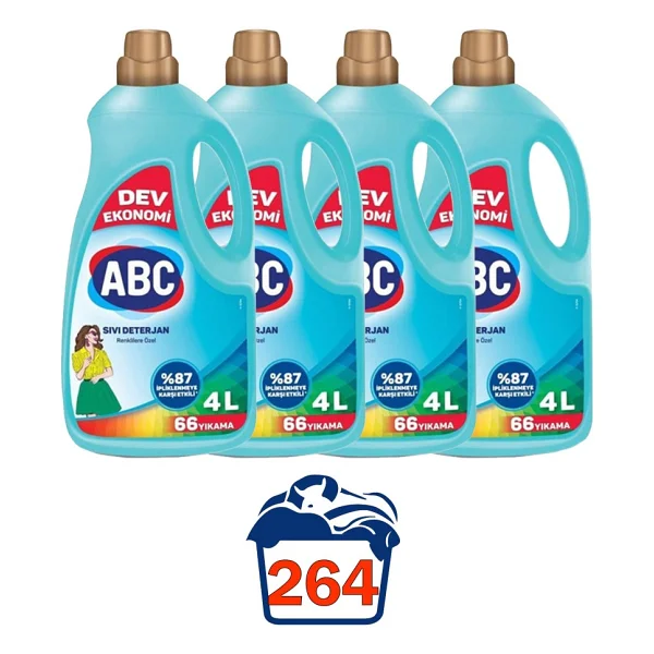 ABC Sıvı Çamaşır Deterjanı Renkliler Için 4 Lt 4 Lü Set 264 Yıkama 16 Litre - Görsel 2
