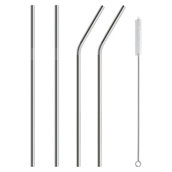 5 Parça Metal Pipet - Paslanmaz Çevre Dostu Metal Pipet Fırça Seti - Görsel 2