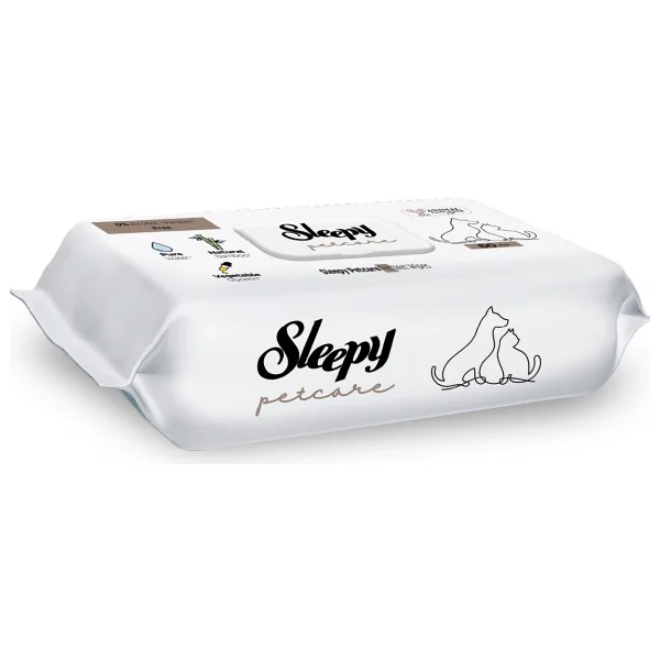 Sleepy Petcare 60 Yaprak Evcil Hayvan Islak Havlusu Premium Kalite Beyaz Renkli Hassas Ciltler İçin - Görsel 3
