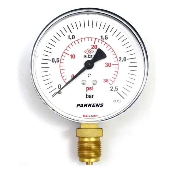 Pakkens Manometre Nw 100 Alt Bağlantılı 2,5 BAR - Görsel 2