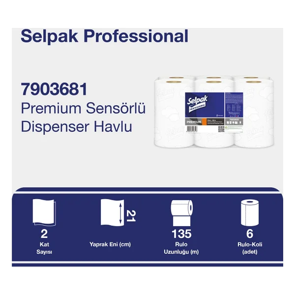Selpak Professional Premium Sensörlü 21 cm 135 mt 6'lı Kağıt Havlu - Görsel 2