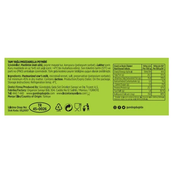 Gündoğdu Mozzarella Peyniri Küp/Şerit 2 kg 2'li - 4 kg - Görsel 3