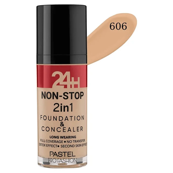 Pastel Profashion 24H Non-Stop 2 in 1 606 Warm 30 ml Fondöten & Kapatıcı - Görsel 4