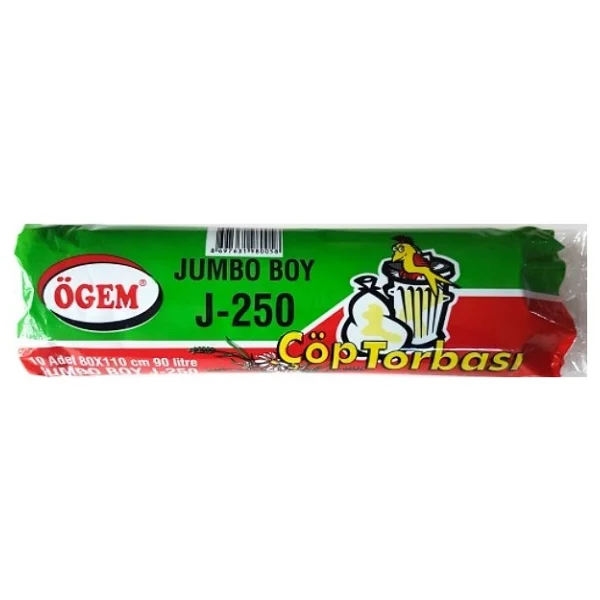 Ögem J-250 Jumbo Boy Çöp Torbası 80x110 cm 10'lu Rulo x 10 Paket = 100 Adet - 80 x 110 cm - Görsel 3