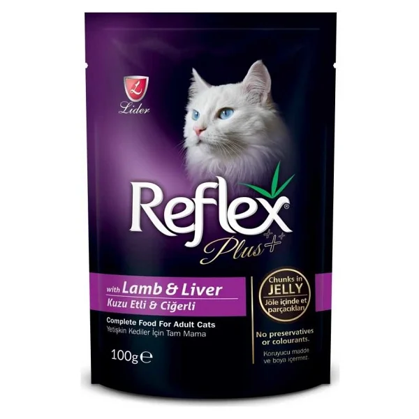 Reflex Plus Jelly Kuzu Etli ve Ciğerli 100 gr Yetişkin Kedi Yaş Maması - Görsel 2