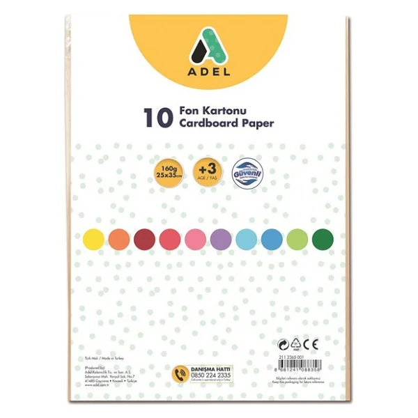 Adel Fon Kartonu 25x35 cm Karışık Renklerde 10 Adet 160 g Yaratıcı Çalışmalar İçin - Görsel 3