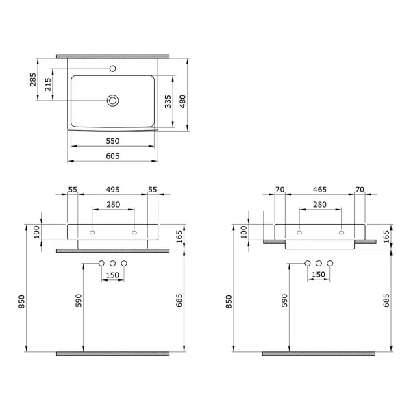 Bocchi Scala 1077-033-0126 60 cm Mat Mint Yeşil Tezgah Üstü Lavabo - Görsel 2