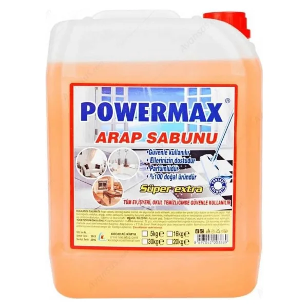 POWERMAX Sıvı Arap Sabunu 5 kg %100 Doğal Parfümlü Güvenli Temizlik Ürünü - Görsel 4