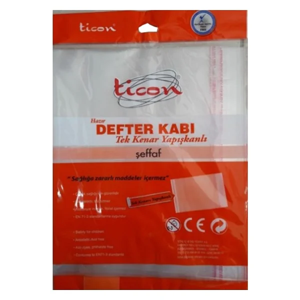 Ticon Hazır Defter Kabı Tek Kenar Yapışkan Şeffaf 10 Lu (1 Paket 10 Adet) - Görsel 2