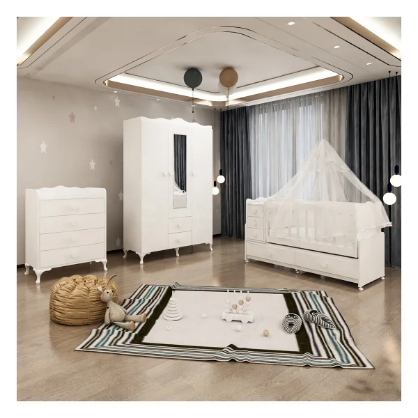 Garaj Home Melina Bebek Odası Takımı - Yatak ve Uyku Seti Kombinli-Uyku Seti-Beyaz - Görsel 6