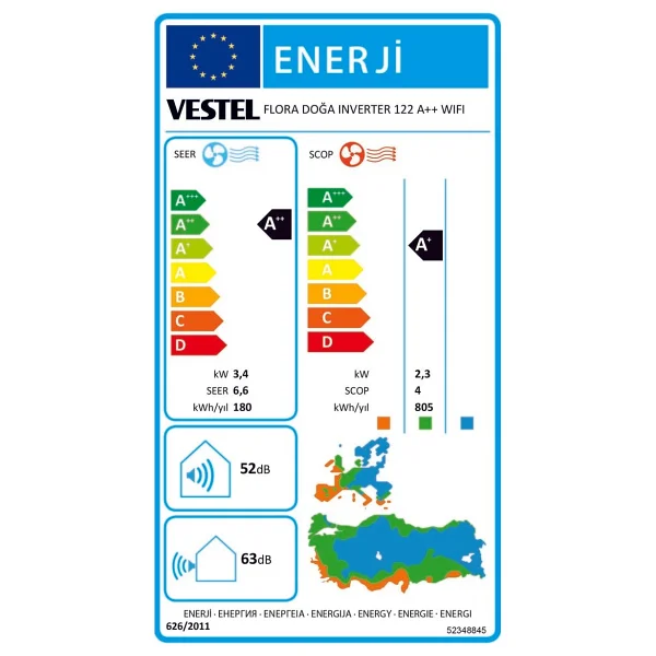 Vestel Flora Doğa Inverter 122 A++ WiFi 12000 BTU Duvar Tipi Klima - Görsel 5
