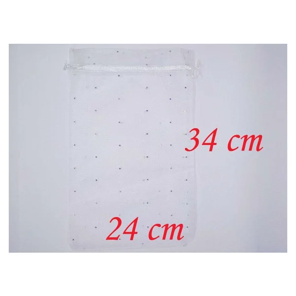 50 Adet Tül Kese 24X34 Cm. Organze Kese Seccade ve Havlu Kesesi - Beyaz - 24 x 36 cm - Görsel 2