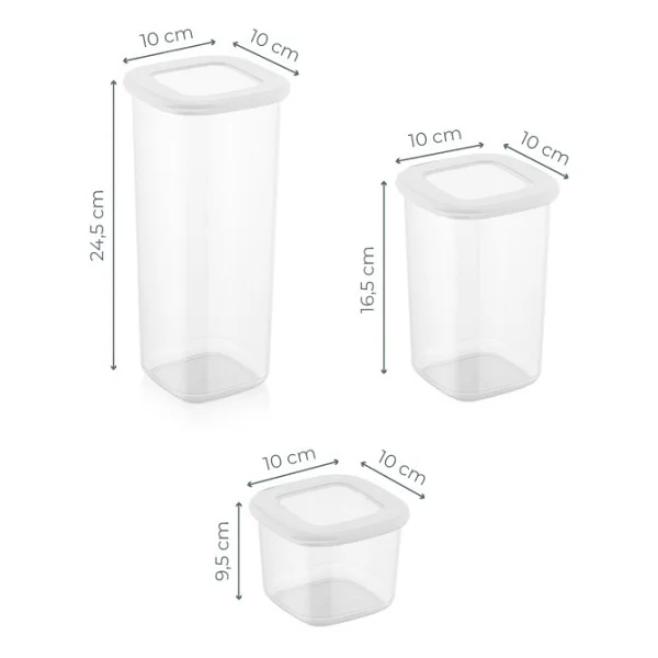 Vienev Foly Etiketli Kare Erzak Saklama Kabı 24'lü Set 8x(0,55 LİTRE, 1,2 LİTRE, 1,75 LİTRE) Beyaz - Görsel 2