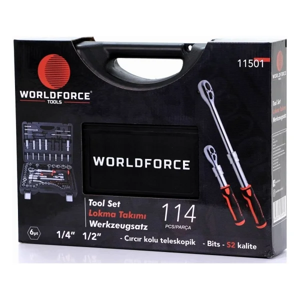 Worldforce 11501 S-Ultra 1/4''-1/2'' 114 Parça Cırcırlı Lokma Takımı - Görsel 4
