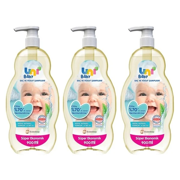 Uni Baby Saç ve Vücut Şampuanı 900 ml 3 Adet - Görsel 4
