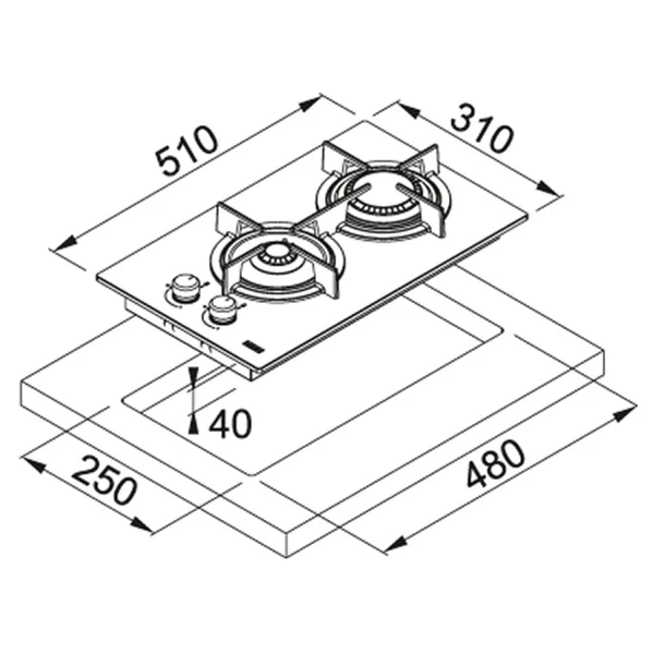 Franke FHCR 302 2G HE BK C Siyah Cam Ankastre Ocak - Görsel 3