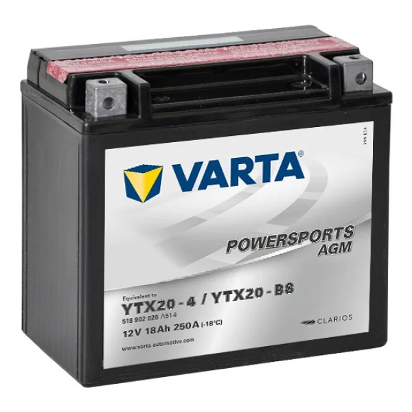 Varta Powersports AGM YTX20-BS 12 V 18 Ah 250 CCA Motosiklet Aküsü - Görsel 8