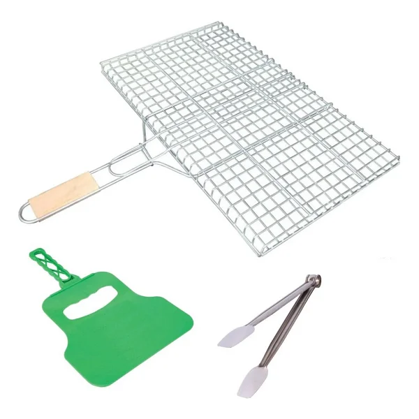 Ahşap Saplı Mangal Teli 25 Cmx40 cm + Mangal Maşası + Yelpaze - Görsel 6