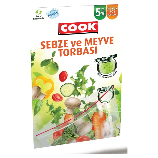 Cook Büyük Boy Sebze ve Meyve Torbası 5'li - Görsel 2