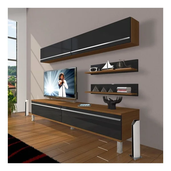Decoraktiv Eko 5 Mdf Std Krom Ayaklı Tv Ünitesi Tv Sehpası Parlak Beyaz - Görsel 5