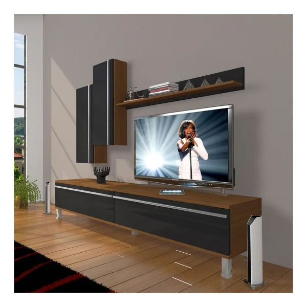 Decoraktiv Eko 7 Mdf Std Krom Ayaklı Tv Ünitesi Tv Sehpası Parlak Beyaz - Görsel 6