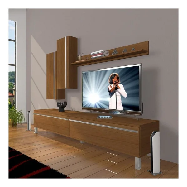 Decoraktiv Eko 7 Mdf Std Krom Ayaklı Tv Ünitesi Tv Sehpası Parlak Beyaz - Görsel 8