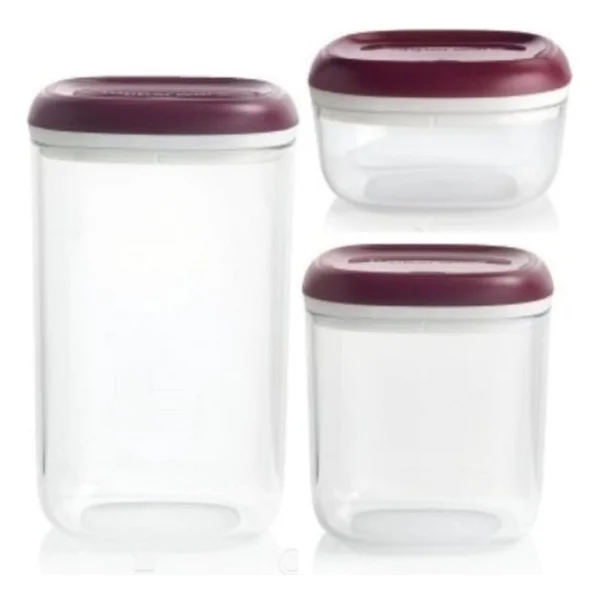 Tupperware Royal Kavanoz 3'lü Mor Saklama Kabı 240-780-1.3 L Hsgl - 1300 ml - Görsel 5