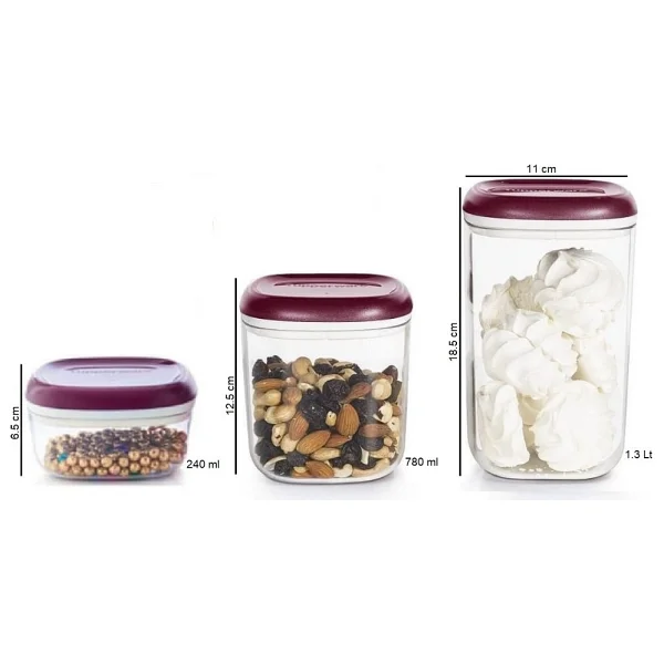 Tupperware Royal Kavanoz 3'lü Mor Saklama Kabı 240-780-1.3 L Hsgl - 1300 ml - Görsel 2