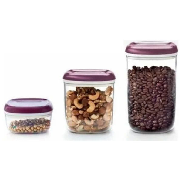 Tupperware Royal Kavanoz 3'lü Mor Saklama Kabı 240-780-1.3 L Hsgl - 1300 ml - Görsel 3
